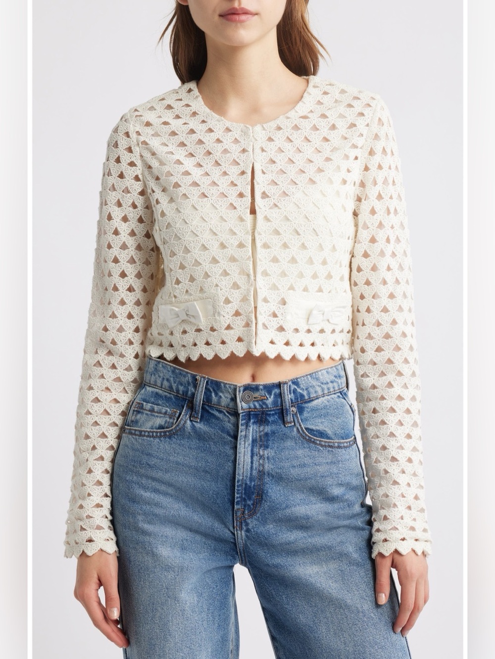NWT LoveShackFancy Alaya Crochet Heart Jacket